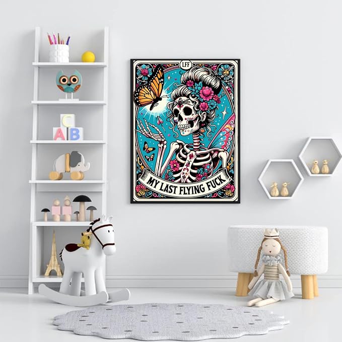 MIRCVSH Skeleton Paint by Numbers for Adults with Framed Canvas-with Wooden Easel,Paint by Number on Canvas,DIY Acrylic Oil Painting Kits with Brushes Nice Gift Box for Home Wall Decor(12x16 Inch)