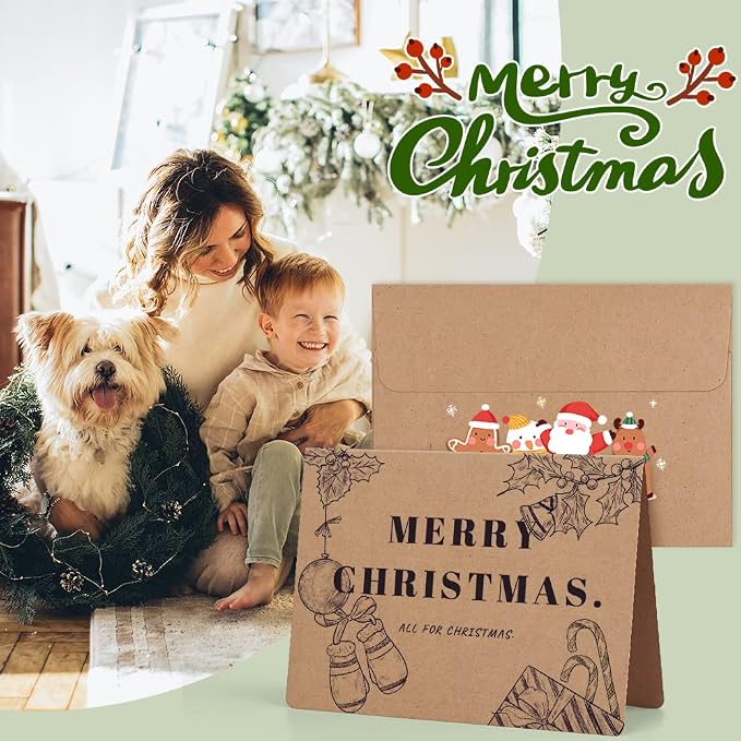 Eupako Brown Blank Cards and Envelopes 100 Pack - 5x7 Heavyweight Folded Cardstock and A7 Envelopes Self Seal for DIY Greeting Cards, Invitations, Wedding, Baby Shower, Birthday, Thank You Cards