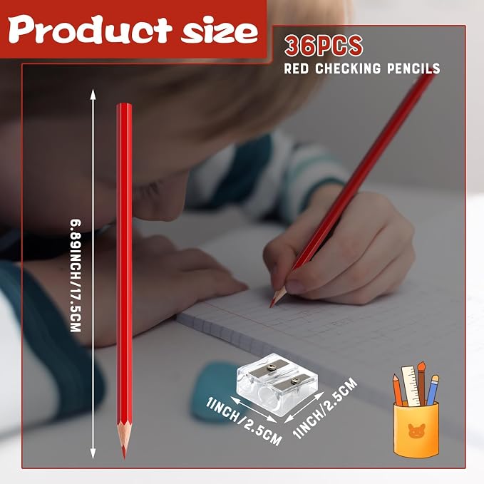 36 Pack Red Colored Pencils for Kids, Pre-sharpened Art Pencils Back to School Supplies Set, Drawing Sketching Pencils for Students, Teachers, Classroom