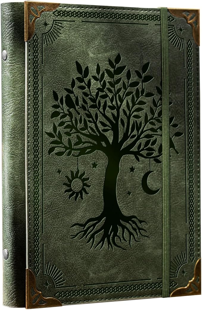 Ovesmusl PU Leather A6 Binder 6 Ring Mini Journal Cover Binder 5.5”x7.5”