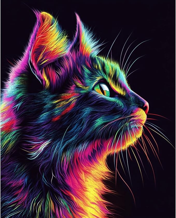 obterie Cat Paint by Numbers Kit for Adults Beginner Animal Oil Painting Kit Adult Paint by Number Kits on Canvas DIY Painting for Beginners Art by Numbers for Gifts Home Wall Decor 16x20 Inch