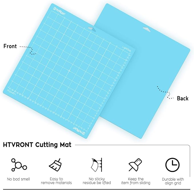 HTVRONT Light Grip Cutting Mat 12x12, 3 Pack, Quilting & Crafting | Compatible with Cricut Maker 4/3/Maker, Explore 5/4/3/Air 2/One Machine, Light Adhesive Sticky Quilting, Vinyl Crafts