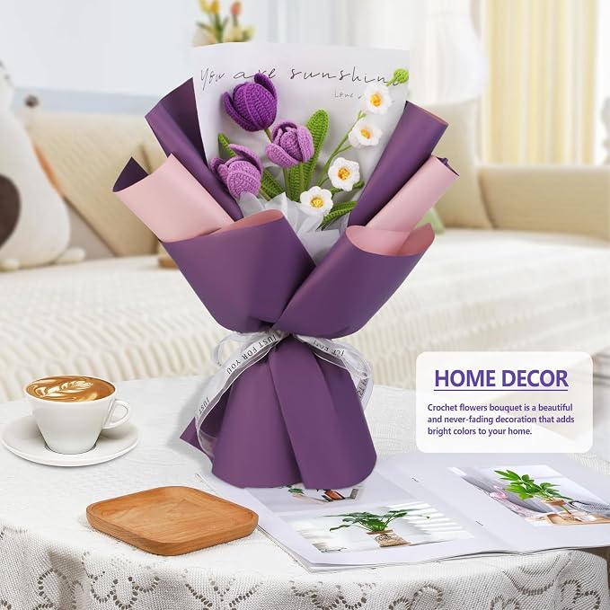Iuuidu Crochet Kit for Beginners, Flower Bouquet Crochet Kit