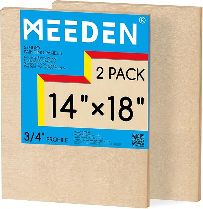 MEEDEN Unfinished Wood Canvas Board:14x18 Canvas Panel Pack of 2