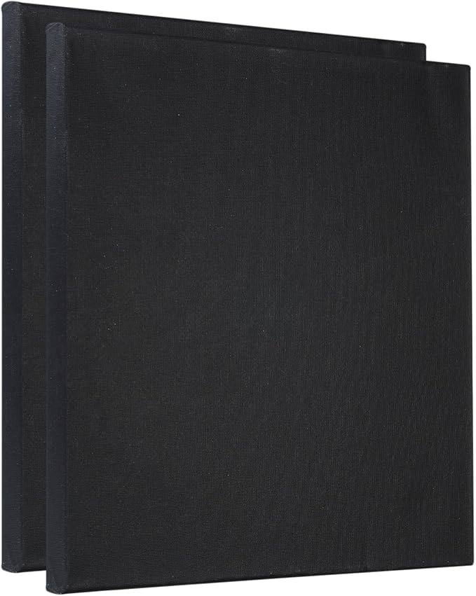 PATIKIL Paint Canvases Panel for Painting, 2 Pack 12x12 Inch Square Wood Frame Stretched Blank Art Board Panels for Acrylic, Oil, Tempera Painting, Black