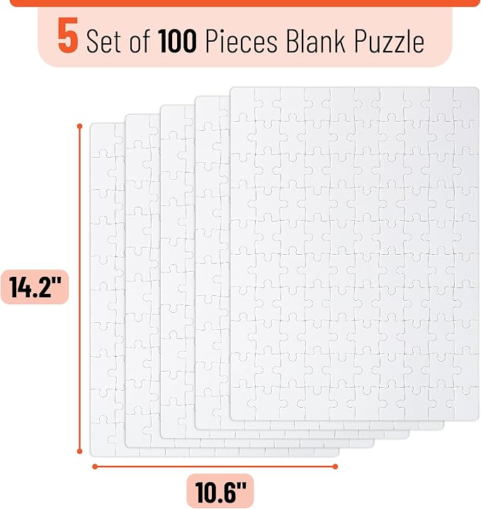Mr. Pen- Blank Puzzle, 5 Pack, 100 Pieces/Pack, 10.6" x 14.2"
