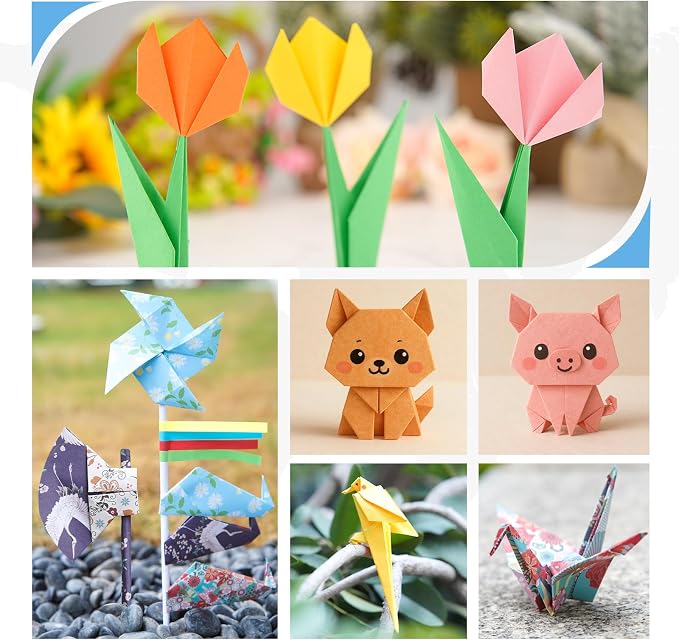 AluAbi 500pc Japanese Origami Paper Kit for Kids 5-12
