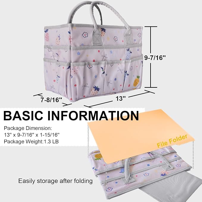 Cupohus Craft Organizer Tote Bag, Pink Fruit Sewing Bag for Art