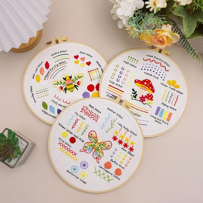 Louise Maelys 4 Pack Embroidery Kit for Beginners Stitch Practice Set