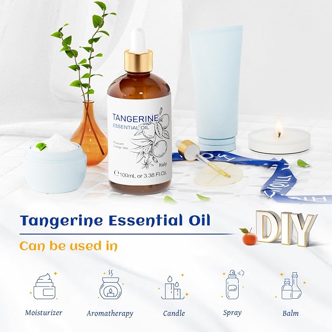 HIQILI Tangerine Essential Oil for Aromatherapy, Skin Care, Diffuser,