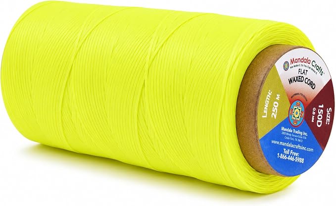 Mandala Crafts 150D 0.8mm Lime Green Flat Waxed Thread for Leather Sewing