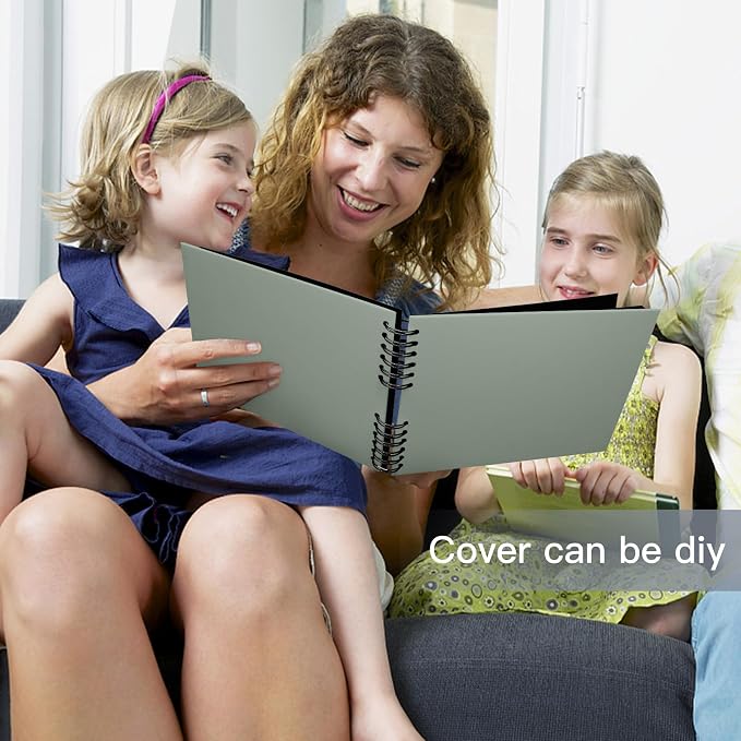 EVNEED 11.5 x 8.5 Inch Scrapbook Photo Album,Wedding Guest Book Anniversary Memory Scrapbooking,Wedding Photo Album with DIY Accessories Kit for Craft Paper DIY,80 Pages (40 Sheets),Green