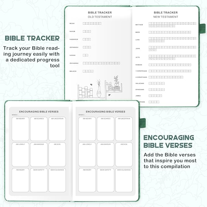 Bible Study Journal & Kit for Women - Christian Prayer Notebook with Sermon Notes | Bible Study Supplies, Devotional Workbook, Verse Tracker & Reflection Log | Premium Leather Cover Gifts, Pine Green