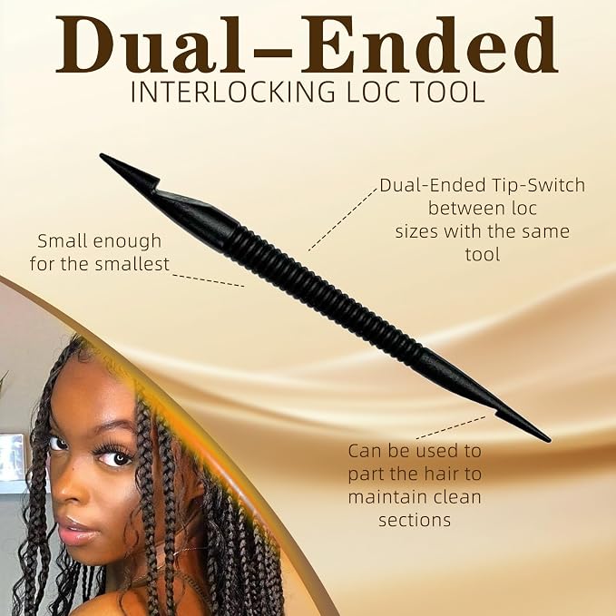 Rvluw 8 Pcs Interlocking Tool for locs,Dreadlock Crochet Hook,Black,Type A