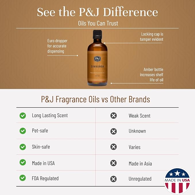 P&J Trading - Cinnamon Scented Oil 100ml - Fragrance Oil for Candle Making, Soap Making, Diffuser Oil