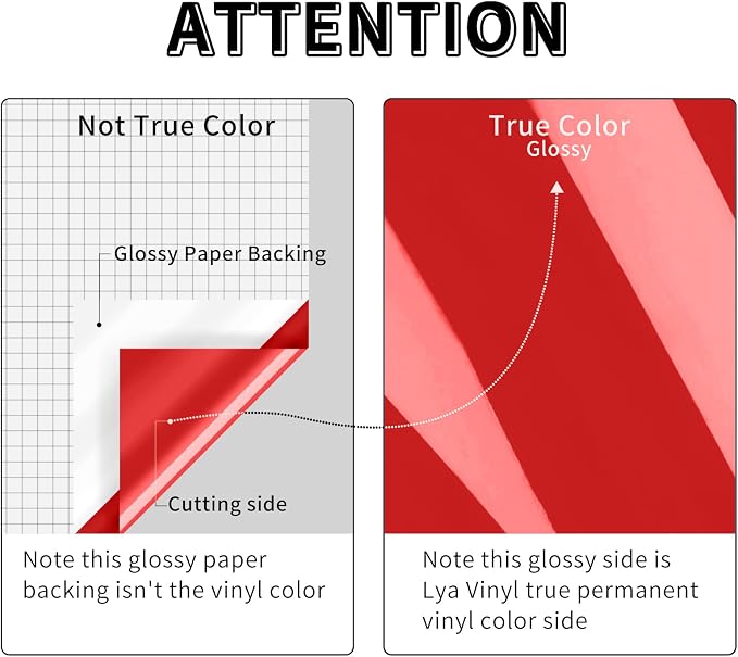 Lya Vinyl 12 Pack Glossy Red Permanent Vinyl, 12"x12" Self Adhesive Vinyl Sheets for Decor Sticker, Party Decoration, Craft Projects