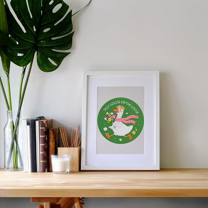 Louise Maelys Silly Goose Embroidery Kit for Beginners, Floral DIY Craft | Includes Pre-Printed Fabric, Embroidery Hoop and Threads. Cross Stitch Kits for DIY Crafts. Needlepoint Kit for Stitching