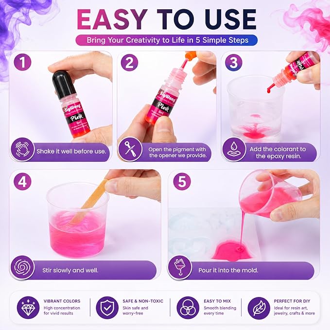 Epoxy Resin Pigment - 36 Color Liquid Translucent Colorant, Highly Concentrated Dye for DIY Jewelry Making, AB Coloring Paint, Craft 6ml Each