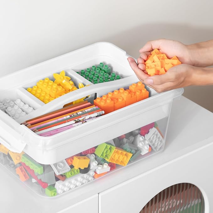 CraftGenes 20 QT Clear Craft Box Organizer with Removable Tray, 1-Pack