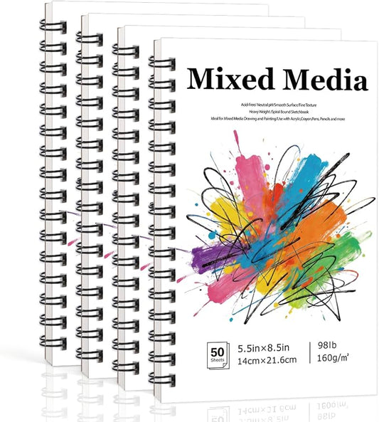 5.5 × 8.5 Inch Sketch Book, Blank Drawing Pad, Abstract Cover | Portable Size, Smooth Blank Paper for Pencils, Colored Pencils, Charcoal & Pastels, Ideal for Kids, Teens, Adults