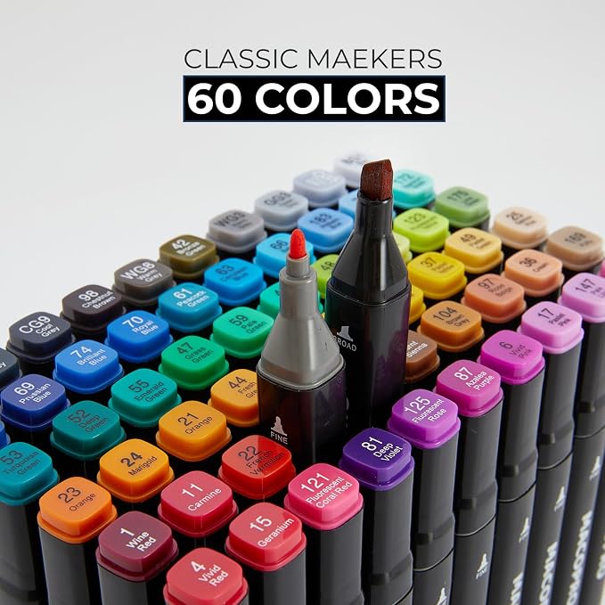 Alcohol Markers, 60 Colors Dual Brush Tip Permanent Art Markers, Coloring Marker, for Book Painting Card Making, Christmas gift for Adults (60)