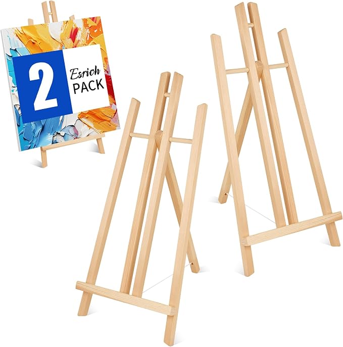 ESRICH 2PCS 17 Inch Tabletop Easels, Easel Stand for Painting | Tripod, Painting Party Easel, Kids Student Desktop Easel for Painting, Paint Easel for Canvas Paint