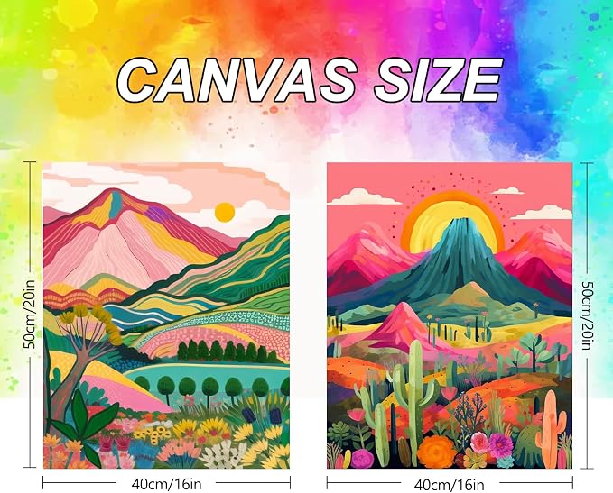 2 Pack Adult Paint by Number Kits on Canvas-Landscapes Paint by Number Adult,Paint by Numbers Kits for Adults With Gifts Box,DIY Landscapes Painting Kits for Gifts Home Wall Decor(16x20inch)