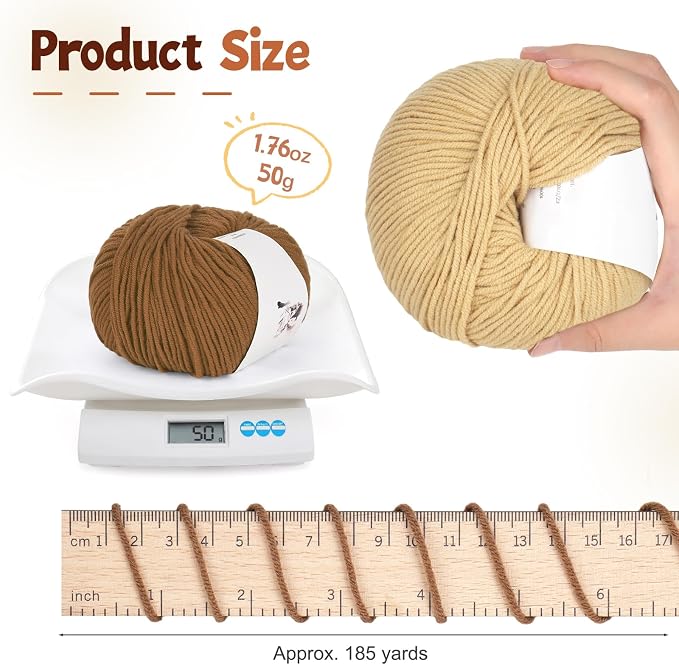 Katech 20 Skeins Cotton Yarn for Crocheting-Crochet Yarn Set-(Color D) | 55% Cotton 45% Acrylic#3 DK (Light)-Super Soft Milk Cotton Yarn-Great Crochet and Knitting Starter Kit for Colorful Craft