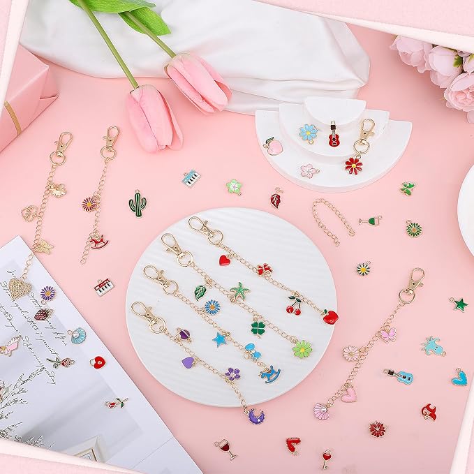 Pengxiaomei 401 Pcs Charms Jewelry Keychain Making Kits for Women
