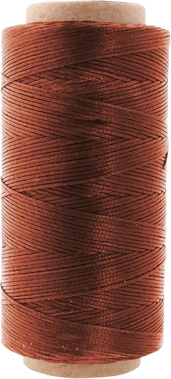 Mandala Crafts 210D 1mm Bourbon Brown Flat Waxed Thread for Leather Sewing