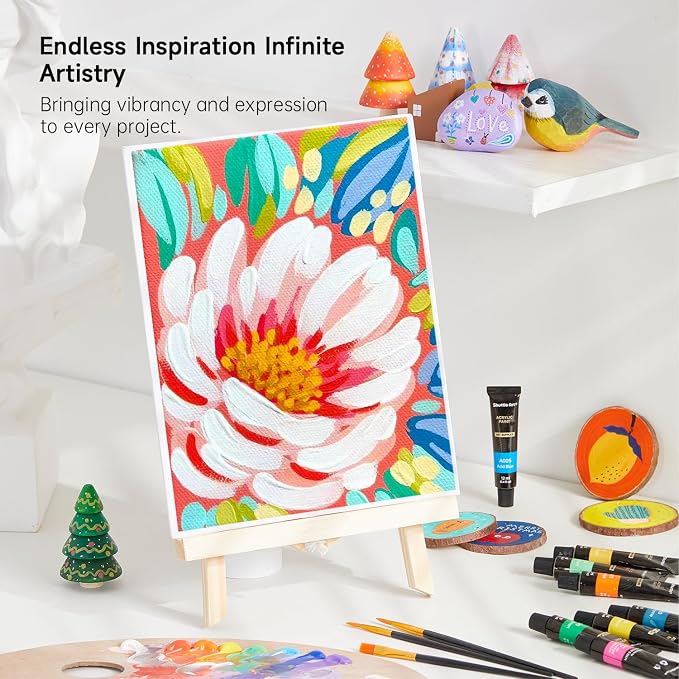 Shuttle Art Acrylic Paint Set, 30 x12ml Tubes Artist Quality Non Toxic Rich Pigments Colors Great for Kids Adults Professional Painting on Rocks Canvas Wood Clay Fabric Ceramic Crafts