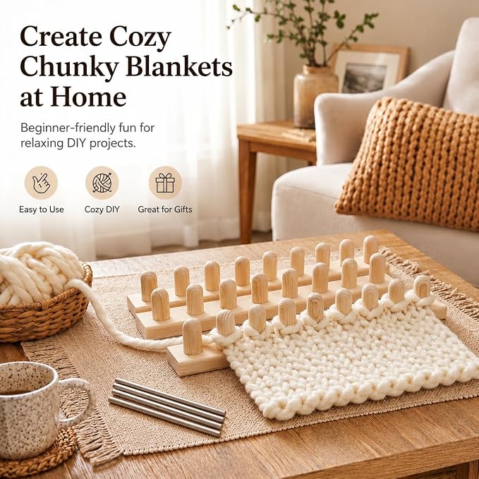 NYELOZIO 2026 Upgraded 80 Inch Chunky Blanket Loom Kit