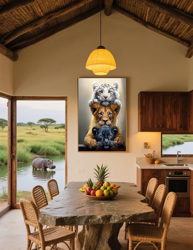 Diamond Art Kits for Adults,Three Tigers Diamond Painting Kit 11.8x15.8inch | 5D DIY Full Round Drill Paint by Diamond,Diamond Dot Gem Art Crafts,for Home Art Wall Beginners