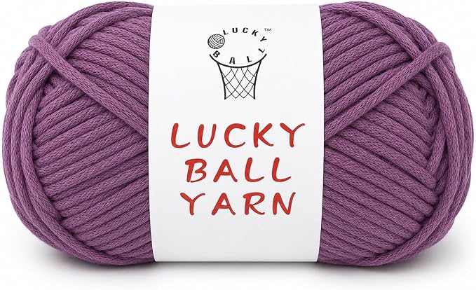 LUCKY BALL Yarn for Crocheting, 100g / 109 yd 70% Cotton 30% Nylon #5 Bulky Tube Yarn, Soft Crochet & Knitting Yarn for Bags, Hats, Socks, Sweaters, Blankets(Purple)
