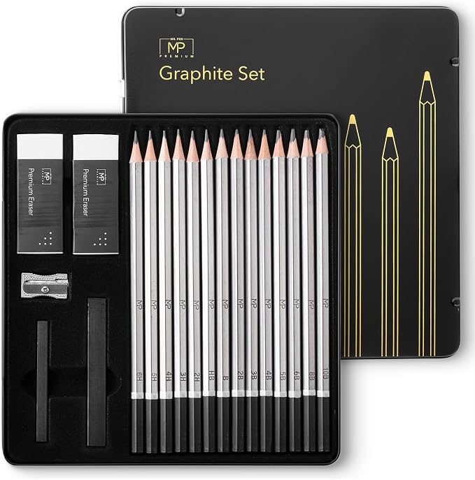 Mr. Pen- Drawing Sketching Pencil Set, 19 pcs, Graphite Pencils (10B-6H) | Graphite Sticks, Erasers, Metal Sharpener, for Drawing, Sketching, Shading & Art Projects
