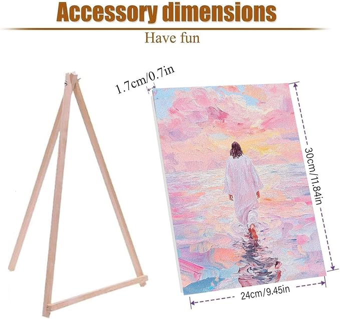 Jesus Paint by Numbers Kit for Adults Framed Canvas, with Wooden Easel