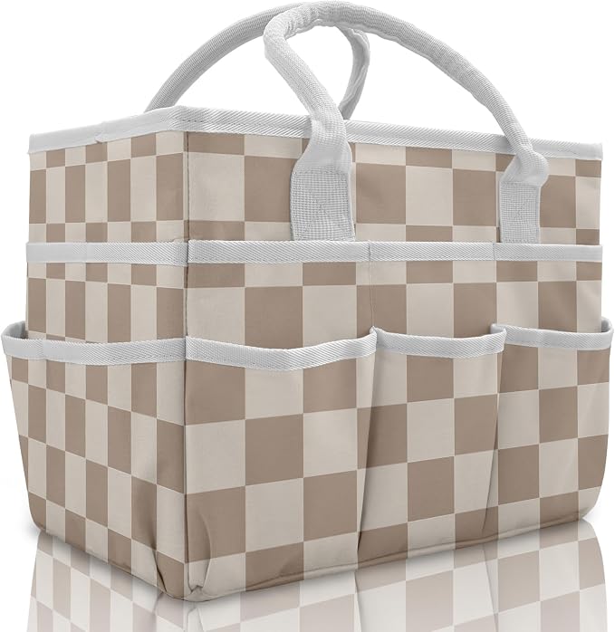 Cupohus Art Organizer Craft Storage Tote Bag with Handles Checkered