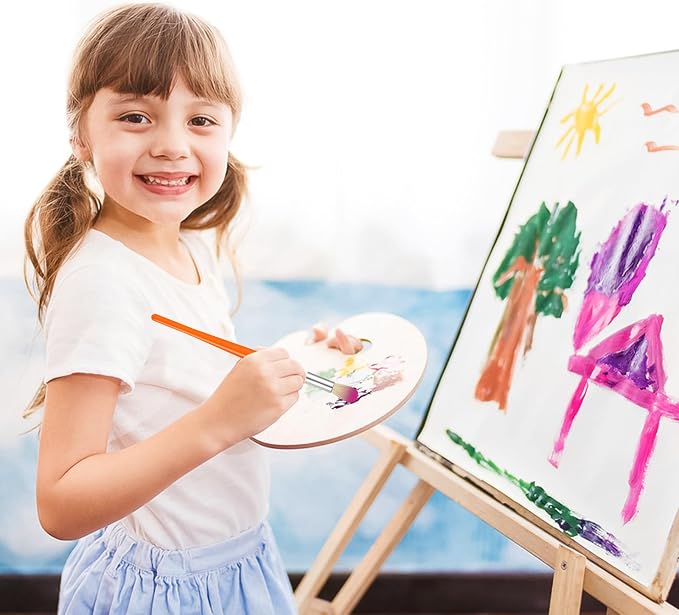 Kids Paintbrushes Set, 42 Pcs Assorted, Easy Hold and Clean Toddler Brushes, Preschool Bulk for Acrylic Oil Watercolor Washable Paint Kit