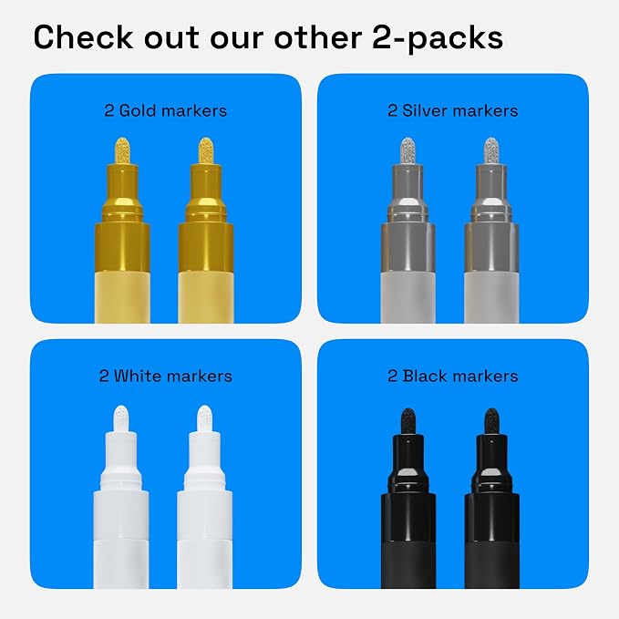 ARTISTRO White Acrylic Paint Markers - 3mm Medium-Tip - Set of 2