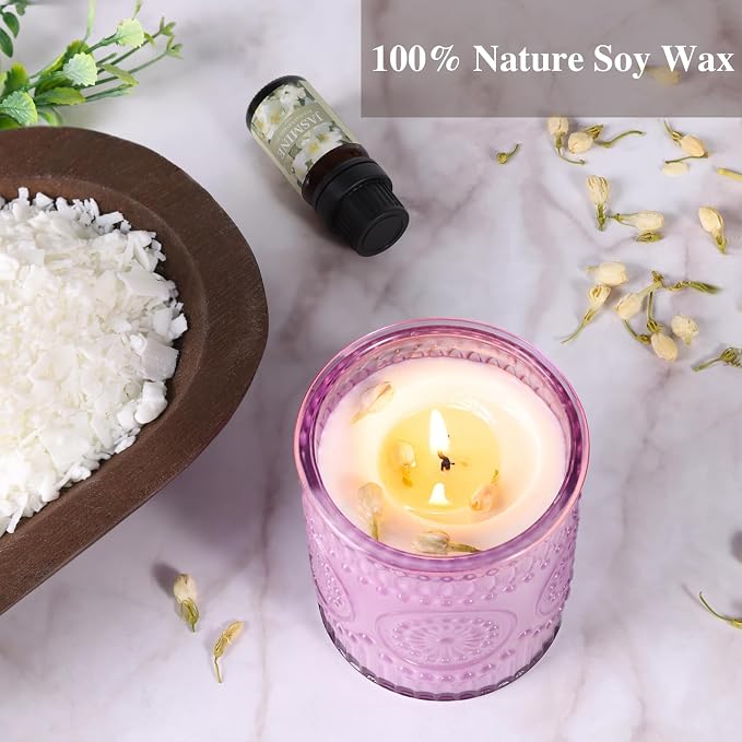 DARJEN Candle Making Kit for Beginners, 2 Jars Soy Wax Scented DIY Set | 100% Soy Wax, 10oz Glass Jars, Natural Cotton Wicks, Pleasant Scents, Instruction& More- Perfect as Home Decorations