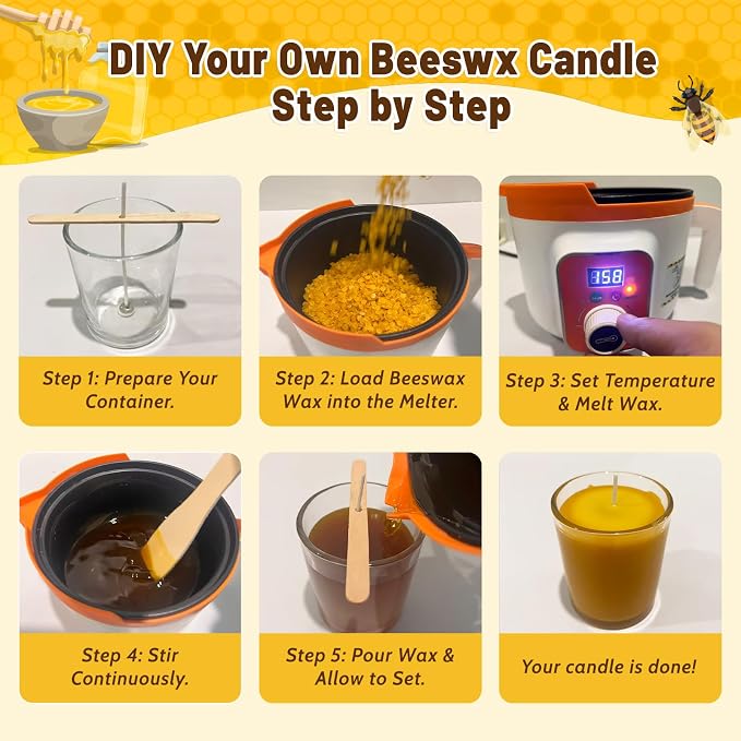 WcoDusak 6LB Beeswax Candle Making Kit for Adults with Digital Wax Melter