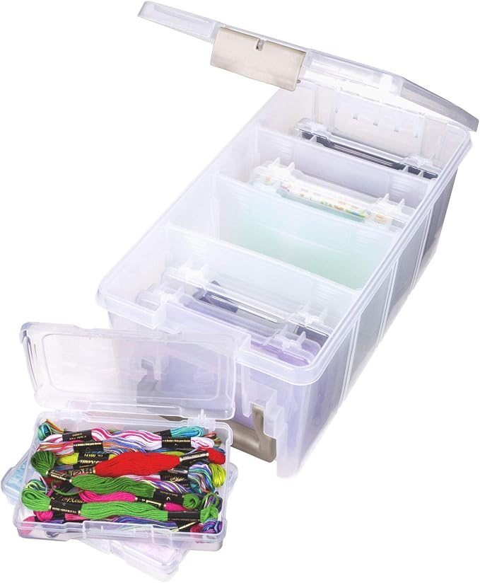 ArtBin Semi Satchel Photo Storage Photo & Craft Organizer Set, Large Box with [8] Plastic Storage Cases Inside, Clear