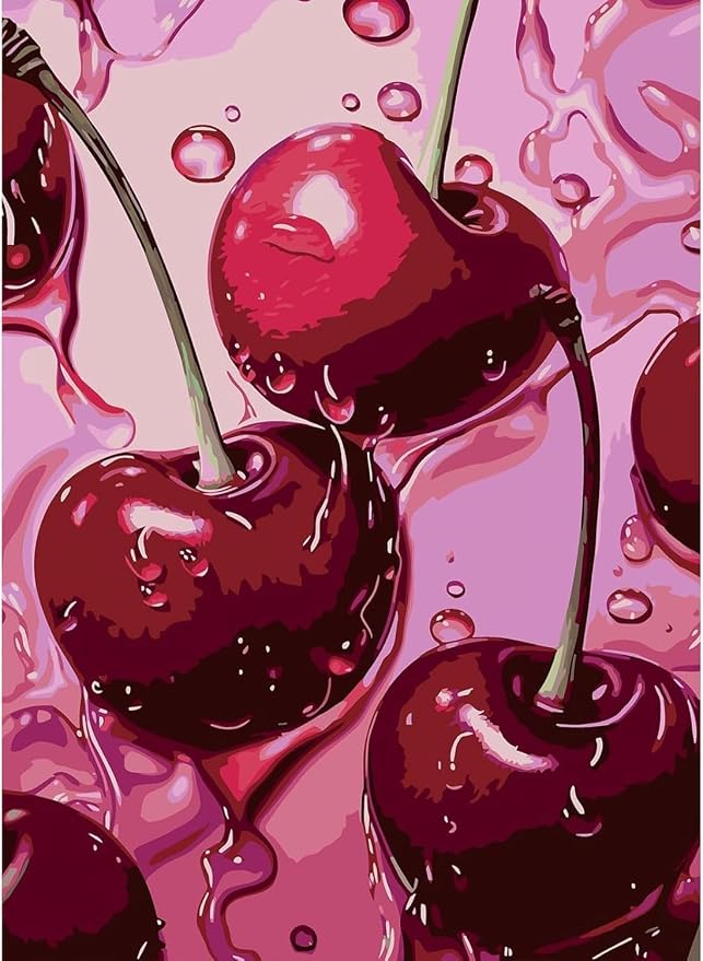 AIBOERL Diamond Art Kits for Adults,Square Drill Cherry Diamond Painting | Square Drill Cherry Diamond Painting for Beginners DIY Square Diamond Dot Painting Gem Art Kits,Home Wall Decor 12x16Inch