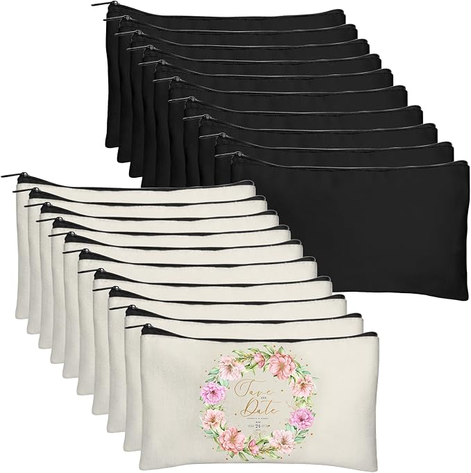 Legigo Blank Canvas Bags Zipper Pouch Makeup Bags Pencil Pouch Bulk | Multi-Purpose, Sturdy Canvas Pouch with Zipper, Cosmetic Travel Toiletry Bag for DIY Crafts, Gifts & Storage, 8.3 x 5 Inch