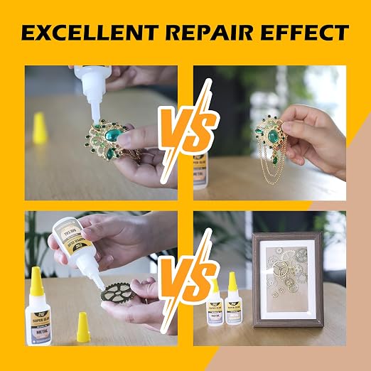Metal Super Glue Liquid, Clear Instant Cyanoacrylate Adhesive for Metal Repair, All Purpose CA Glue for Shoe Ceramic Repair Plastic Leather Glass Wood Steel Pottery Porcelain Fletching Waterproof