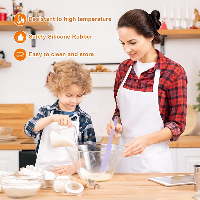 4 Pcs Silicone Jar Spatula, Heat Resistant Cake Cream Scraper Set