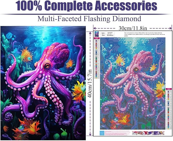 6 Pack Diamond Painting Kits for Adults, 5D DIY Diamond Art Kits for Beginners, Colorful Marine Animals Diamond Dots Kits Gem Arts Crafts for Living Room Bedroom Offices Home Wall Decor 12X16 Inch