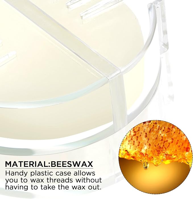 Maitys 1 Pcs Thread Wax Beeswax for Hand Sewing,White, Clear Case | Conditioner for Embroidery Quilting, Strengthens Sewing Line Reduces Fraying, Clear Case Storage, Natural Beeswax Formula