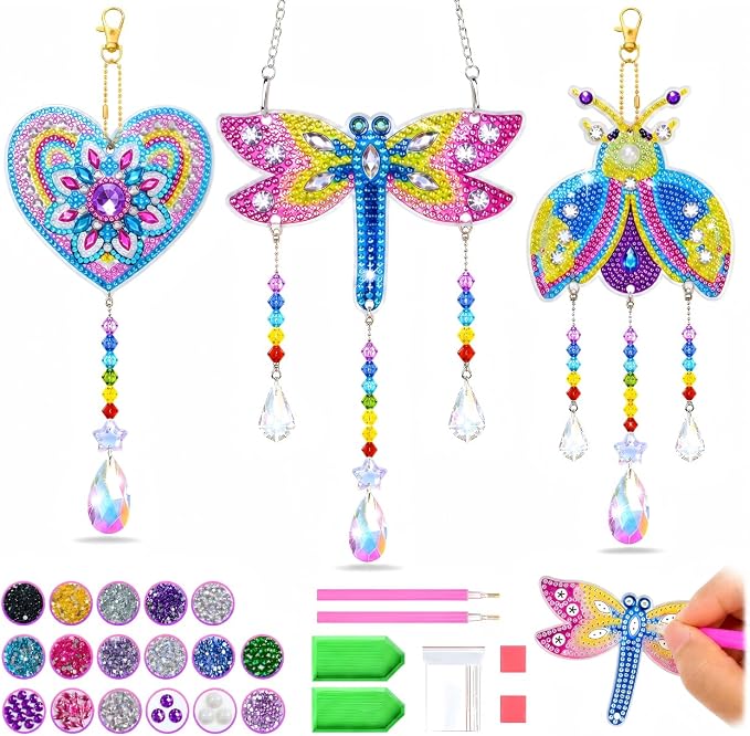 Diamond Art for Kids 8-12, 3 PCS Diamond Art Painting Sun Catcher for Girls