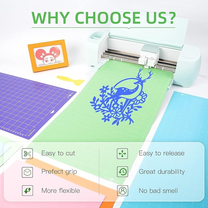 HTVRONT Cutting Mats 12"x24", 3 Pcs, Compatible with Cricut Maker/Explore | Standard Light Strong 3 Grip Variety Sticky Mats & Accessories, Compatible with Maker 4/3/Maker, Explore 5/4/3, Air 2/One
